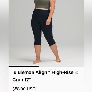 Lululemon Align High Rise Pant True Navy Leggings 17” Size 12